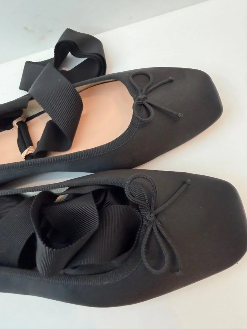 J. Crew Women's Quinn Lace-up Ballet Flats in Satin Size 10 Black Ankle Wrap